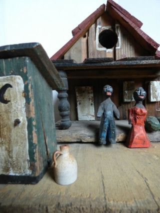Rare Antique Primitive Folk Art Black Americana Birdhouse Game Toy Arts & Crafts 3