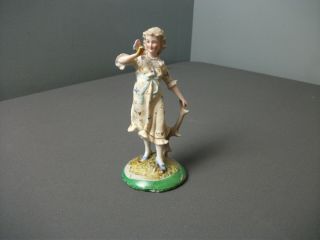 Vintage European Porcelain Girl W/ Butterfly Figurine - 6 " Tall - 216