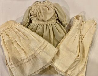 111 3 Pc Cotton Outfit For Antique French Or German Bisque Doll