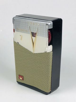 Rare Vintage Crown Tr - 7s Vintage Transistor Radio Reverse Painted Japan -