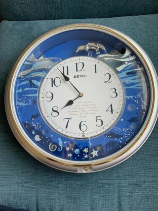 Rare Seiko Dolphin Melodies In Motion Clock W/lights & Music 15 " Six Melodies