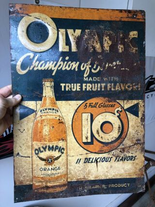 Vintage Olympic Soft Drink Sign - Rare,  1940 