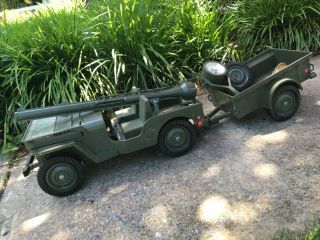 Rare Vintage 1960’s Gi Joe Official Combat Jeep With Trailer