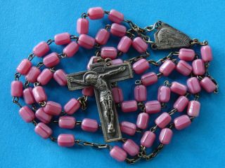 Gorgeous Antique Rosary // Pink Glass Beads // 1900 France