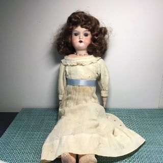 Antique Doll 17in Bisque Head 390 A Blue Eyes