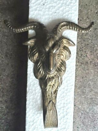 Five Inch Brass Gothic Ram With Hook For Hat Or Coat Rack 3