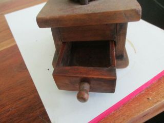 Antique Spice or Coffee Grinder Cast Iron Top and Wood Drawer Box 2
