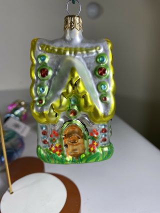 Christopher Radko Silver Green Yellow Cottage Ornament Spring Time Rare