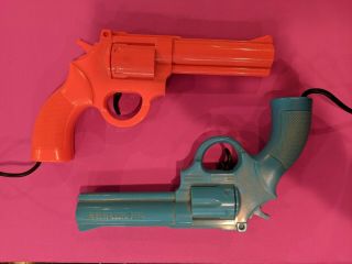Konami Justifier Light Gun Set Blue & Ultra Rare Pink Gun Sega Genesis