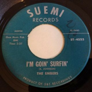 Rare Texas Surf Garage 45 By The Embers Hear Clips