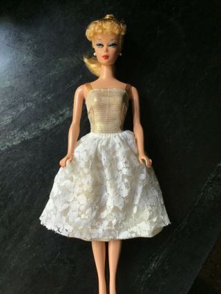 Vintage Barbie Clone Gold Brocade/lace Dress,  British Crown Colony Hong Kong