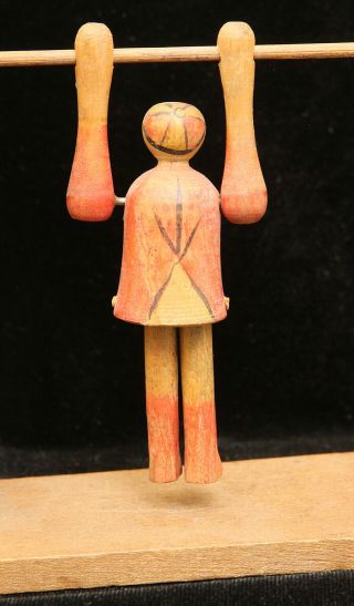 SMALL VINTAGE Carved & Painted,  Folk Art,  Acrobat,  Flipping Wood Toy 3