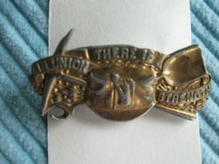 1910s Brass Underground Miners Union Pin Oil Wick Lamp & Mining Tools