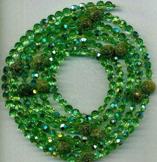 Beads Swarovski Cut Austrian Crystal Peridot Green Faceted 6 - 10mm 51 " Vintage