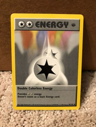 1999 Pokemon Game 1st Edition Shadowless Base Set Double Colorless Energy 96