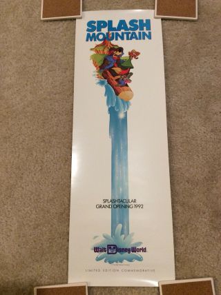 Splash Mountain Limited Edition Poster Opening 1992 Walt Disney World Rare 8x24