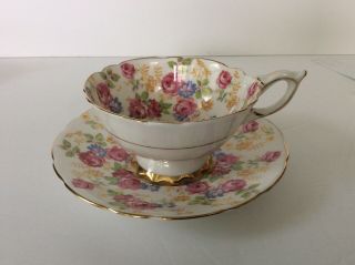 Royal Stafford June Roses Bone China Chintz Tea Cup And Saucer England Old Vtg