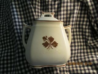 Alfred Meakin - " Tea Leaf " - 7 " Tall - 6 " Wide - Antique Covered Sugar Bowl - England