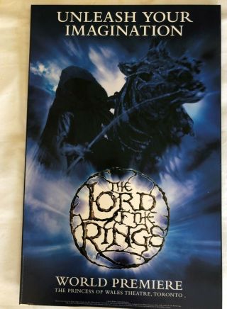 Lord Of The Rings Musical Theatre Poster - Rare