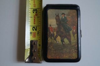 Rare Antique Vintage Cigarette,  Card Case / Lady Jumping,  Fox Hunting Scene.