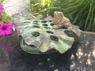 Vintage Metal Leaf Dazey Flower Frog Holder 1916