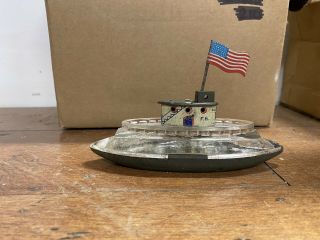 VERY RARE VINTAGE CLEAR GLASS & TIN TOY SUBMARINE F6 CANDY CONTAINER 2