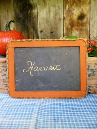 Primitive Antique School Slate Chalk Board Pumpkin Milk Paint