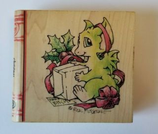 " Christmas " Rubber Stamp Pocket Dragons Wood Block By Real Musgrave Rare