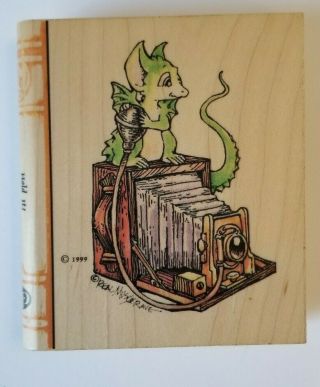 " Hold It " Rubber Stamp Pocket Dragons Wood Block By Real Musgrave Rare