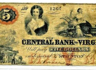 $5 " Central Bank " (rare) 1800 