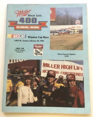1984 Nascar Miller High Life 400 Richmond Program Date Error Rare Ricky Rudd Cov