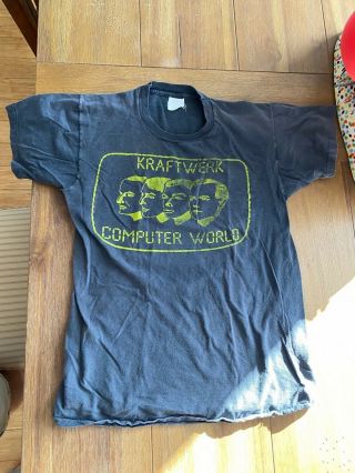 Rare Vintage 1981 Kraftwerk T - Shirt L And Real Concert Stub Tix Computer World