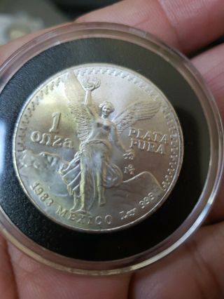 Rare 1985 Silver Mexico Mexican Libertad,  1 Onza.  999 Fine,  Pura Plata,  1 Oz Ley Nr
