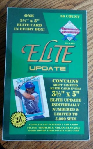 Rare 1993 Donruss Series 1 Elite Update Box - 3 X 5 Elite Card In Every Box
