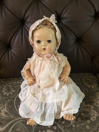 Vintage Doll Effanbee Dy - Dee Baby Rubber Drink And Wet 1940s Clothe?15”
