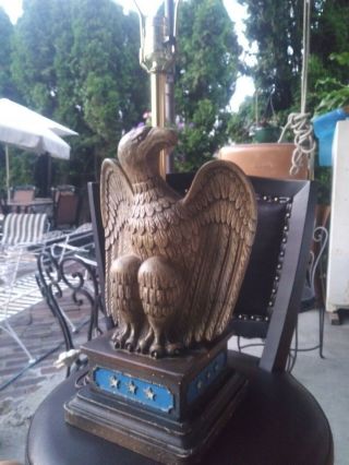 Rare Vintage American Eagle Patriotic Table Lamp Mid Century