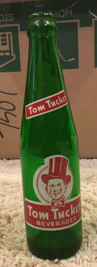 Vintage Tom Tucker Beverages Green Soda Bottle Pittsburgh Pa 7 Oz Extremely Rare