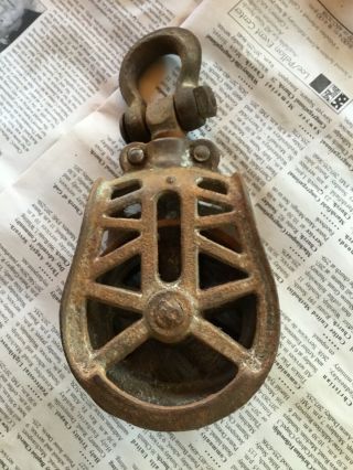 Antique Myers Or Louden Hay Trolley Drop Pulley Farm Tool