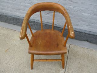Antique Chair Solid Oak Side Arm Desk Chair Victorian Vintage