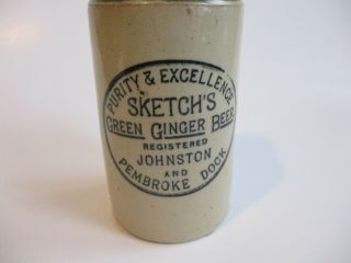 Antique Green Ginger Beer Bottle Sketchs Stoneware Advertising Johnston Pembroke 3