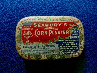 Rare Antique 1800s " Seabury’s Improved Corn Plaster " Tin