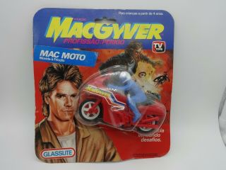 Glasslite Brazil Rare " Tv Macgyver " Red Mac Motorcycle With Rider - Mip