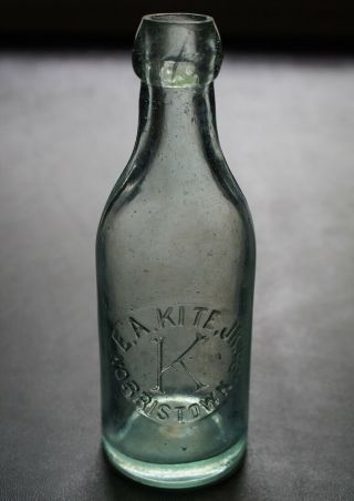 Antique Squat Blob Top Soda Bottle - E.  A.  Kite,  Jr.  Norristown,  Pa