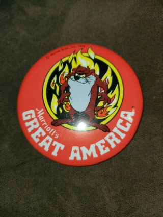 Rare 1976 Six Flags Great America Marriotts Hotel Taz Pin Back Button 3 "