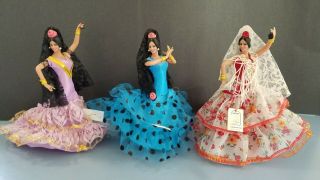 3 - Marin Chiclana Vintage Flamenco Lolita Dancer Dolls Costume Lace Tag Spain