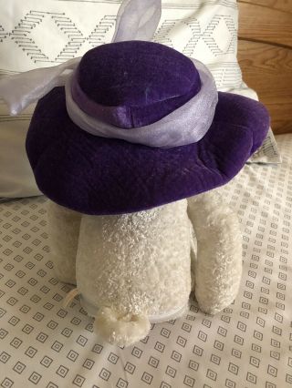 RARE Vintage PBC Singing Teddy Bear Chantilly Lane Girls Plush Bear Purple Hat 2