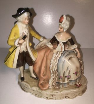Vintage “victorian Porcelain Romantic Couple” German Figurine Lippelsdorf Crown