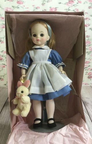 Vintage Madame Alexander Alice In Wonderland 14” Doll With Her White Rabbit Mib