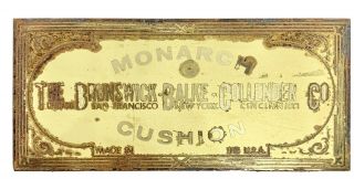 Antique Brunswick Balke Collender Nameplate For Pool Table,  Bar,  Bowling Alley