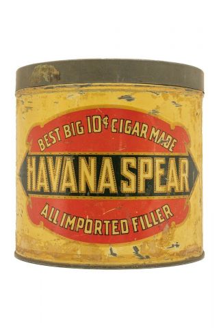 Rare 1910s " Havana Spear " Litho Humidor 50 Cigar Tin In